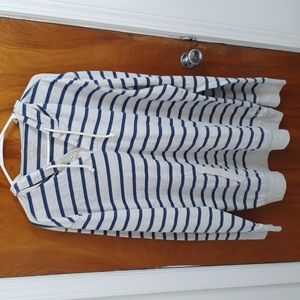 American eagle outfitters, XL, blue stripes on light grey.